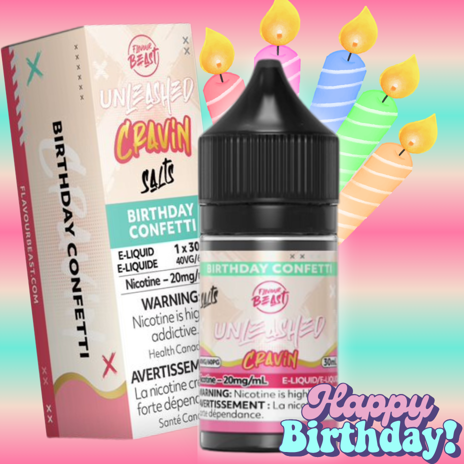 Flavour Beast Salts Salt Nic E-Liquid 30ml / 20mg Flavor Beast Unleashed Cravin Salts-Birthday Confetti - Yorkton