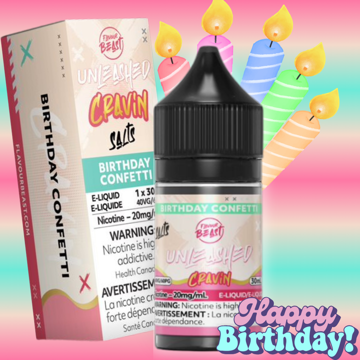 Flavour Beast Salts Salt Nic E-Liquid 30ml / 20mg Flavor Beast Unleashed Cravin Salts-Birthday Confetti - Yorkton