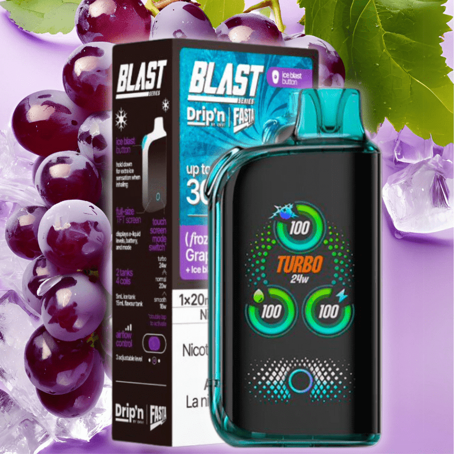 Drip'n Envi 20mg / 30000 Puffs Envi Drip'n x Fasta Blast 30K Disposable Vape-Grape Ice