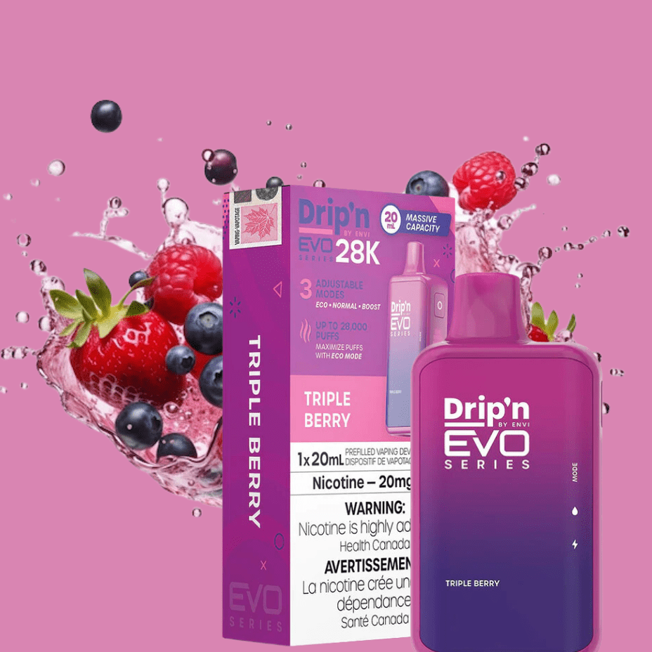 Drip'n Envi Disposables 28000 Puffs / 20mg Drip'n by Envi EVO 28k Disposable Vape-Triple Berry Drip'n by Envi EVO 28k Disposable Vape-Triple Berry - Steinbach