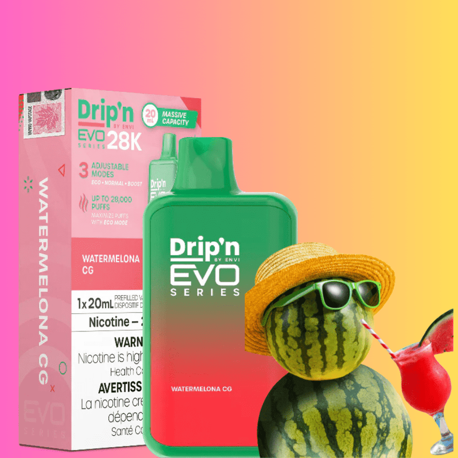 Drip'n Envi Disposables 28000 Puffs / 20mg Drip'n by Envi EVO 28k Disposable Vape-Watermelona CG Drip'n by Envi EVO 28k Disposable Vape-Watermelona CG - Yorkton