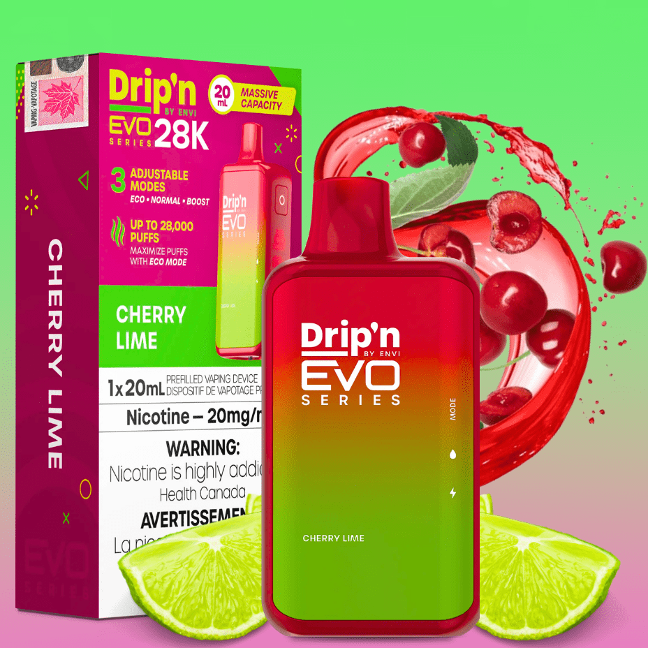 Drip'n Envi Disposables 28000 Puffs / 20mg Drip'n Envi EVO 28k Disposable Vape-Cherry Lime Drip'n Envi EVO 28k Disposable Vape-Cherry Lime in Yorkton, SK