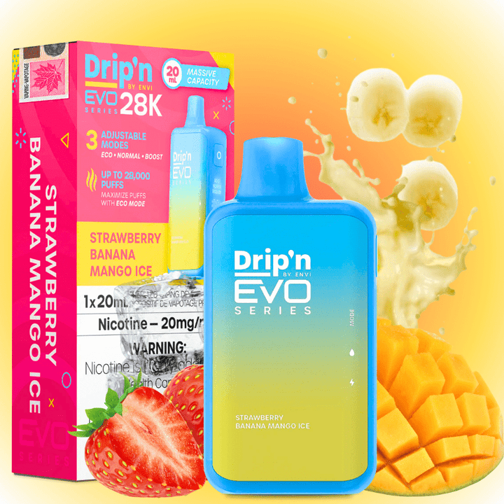 Drip'n Envi Disposables 28000 Puffs / 20mg Drip'n Envi EVO 28k Disposable Vape-Strawberry Banana Mango Drip'n Envi EVO 28k Disposable Vape-Strawberry Banana Mango