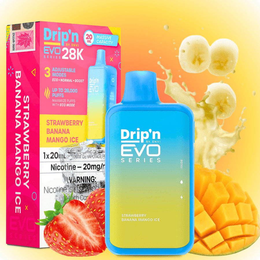 Drip'n Envi Disposables 28000 Puffs / 20mg Drip'n Envi EVO 28k Disposable Vape-Strawberry Banana Mango Drip'n Envi EVO 28k Disposable Vape-Strawberry Banana Mango