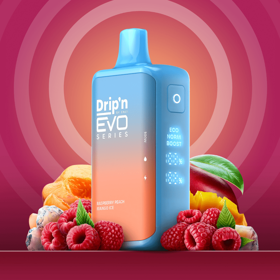 Drip'n Envi Disposables 28000 Puffs Drip'n by Envi EVO 28k Disposable Vape-Raspberry Peach Mango Ice