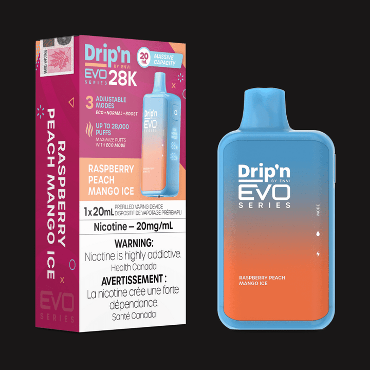 Drip'n Envi Disposables 28000 Puffs Drip'n by Envi EVO 28k Disposable Vape-Raspberry Peach Mango Ice Envi EVO 28k Disposable Vape-Raspberry Peach Mango Ice