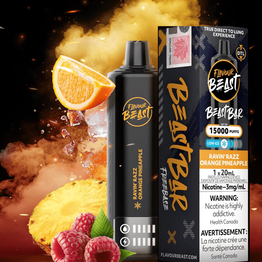 Flavour Beast Disposables 3mg / 15000 Puffs Flavour Beast Beast Bar 15k Disposable Vape-Ravin Razz Orange Pineapple Flavour Beast Beast Bar 15k Disposable Vape-Ravin Razz Orange Pineapple