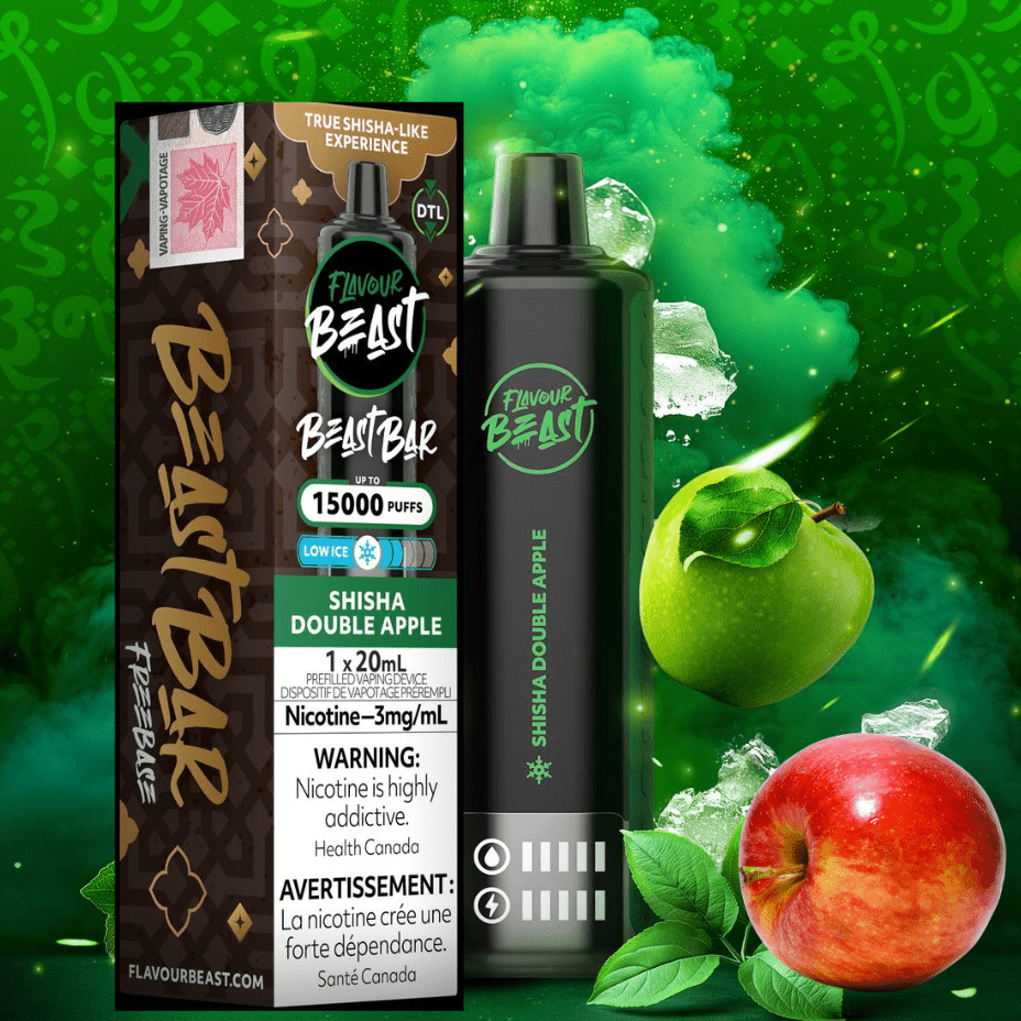 Flavour Beast Disposables 3mg / 15000 Puffs Flavour Beast Beast Bar 15k Disposable Vape-Shisha Double Apple Flavour Beast Beast Bar 15k Disposable Vape-Shisha Double Apple