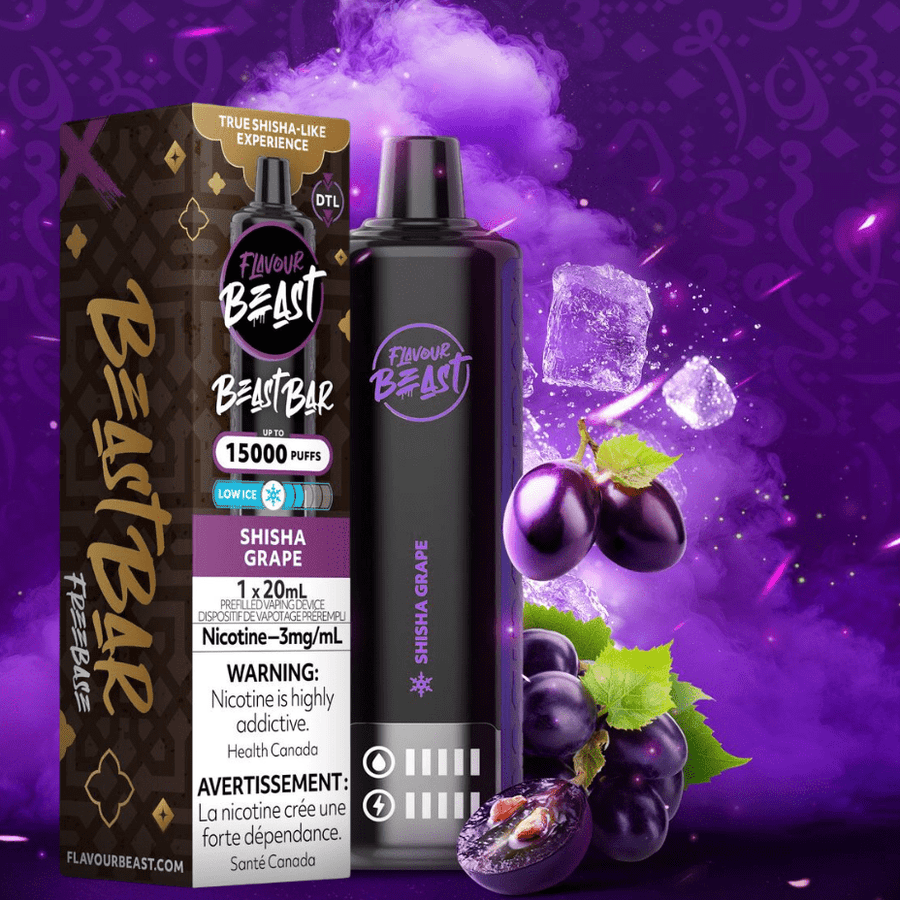 Flavour Beast Disposables 3mg / 15000 Puffs Flavour Beast Beast Bar 15k Disposable Vape-Shisha Grape Flavour Beast Beast Bar 15k Disposable Vape-Shisha Grape