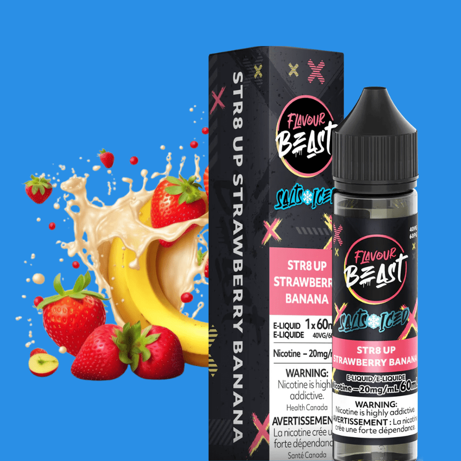 Flavour Beast Salts Salt Nic E-Liquid 60ml / 20mg Flavour Beast Salt-STR8up Strawberry Banana ICED-60ml Flavour Beast Salt-STR8up Strawberry Banana ICED-60ml 