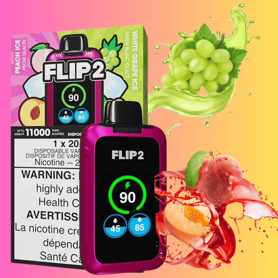 FLIP BAR Disposables 11000 Puffs Flip Bar 2 Disposable Vape- Peach Ice & White grape Ice Flip Bar 2 Disposable Vape-Peach Ice and White Grape Ice - SK