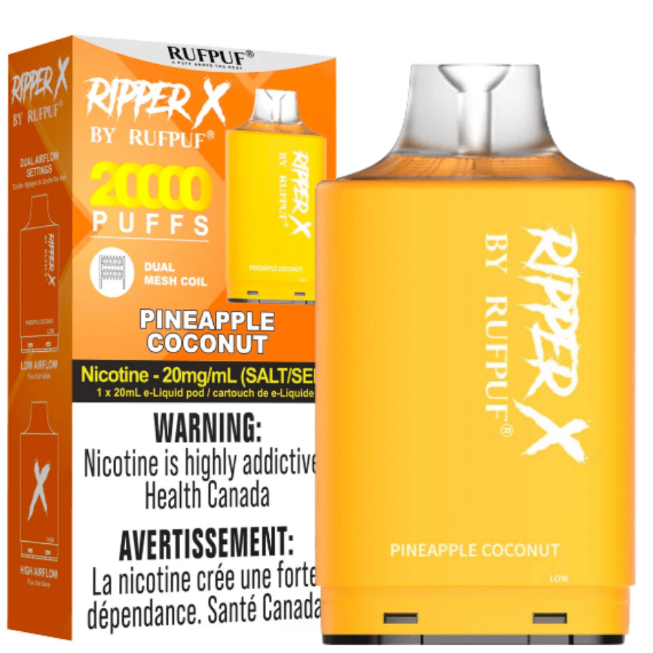 GCORE Closed Pod System 20mg / 35000 Puffs RufPuf Ripper X 35K - Pineapple Coconut RufPuf Ripper X 35K - Pineapple Coconut- Yorkton Vape SuperStore