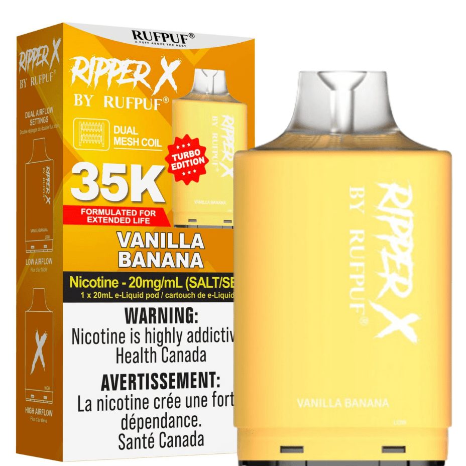 GCORE Closed Pod System 20mg / 35000 Puffs RufPuf Ripper X 35K - Vanilla Banana RufPuf Ripper X 35K - Vanilla Banana Yorkton Vape Superstore, Canada