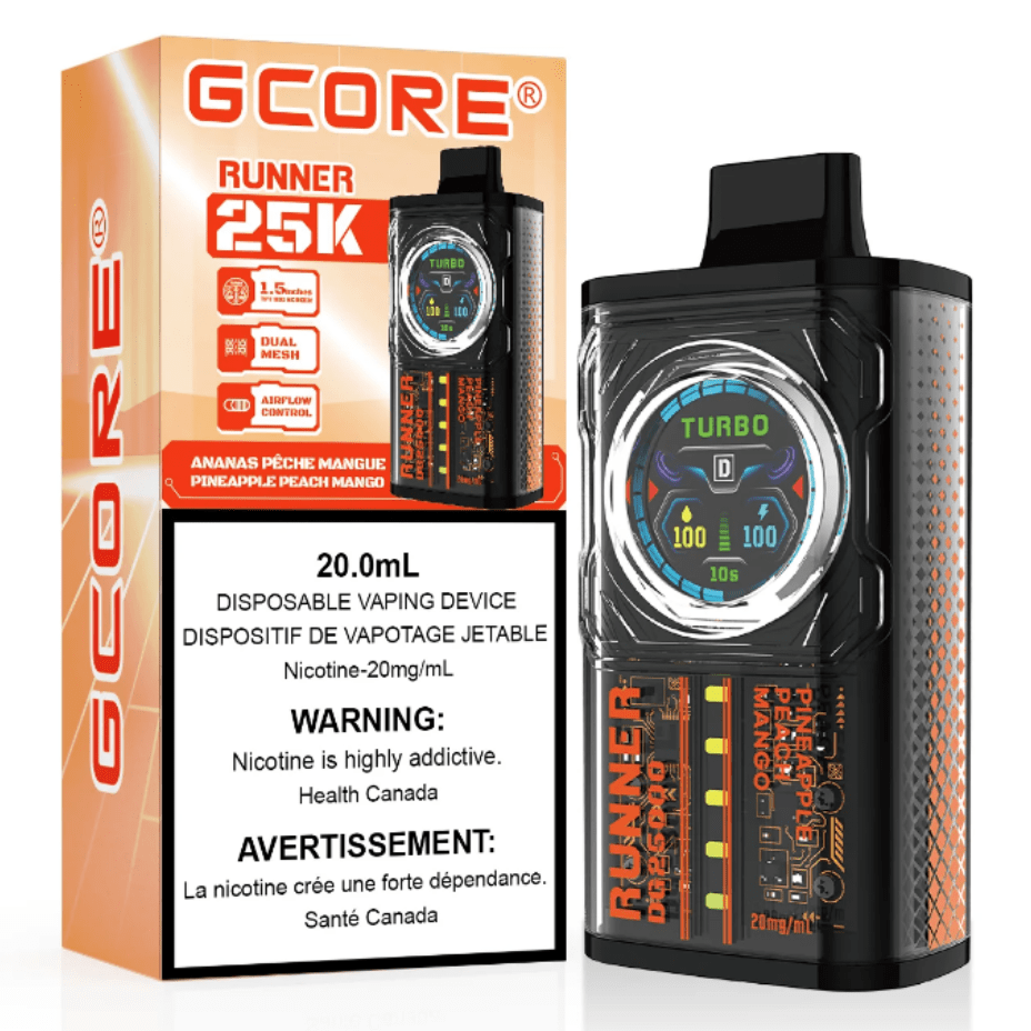 GCORE Disposables 20mg / 25000 Puffs GCORE Runner 25K Disposable Vape - Pineapple Peach Mango GCORE Runner 25K Disposable Vape - Pineapple Peach Mango, Yorkton