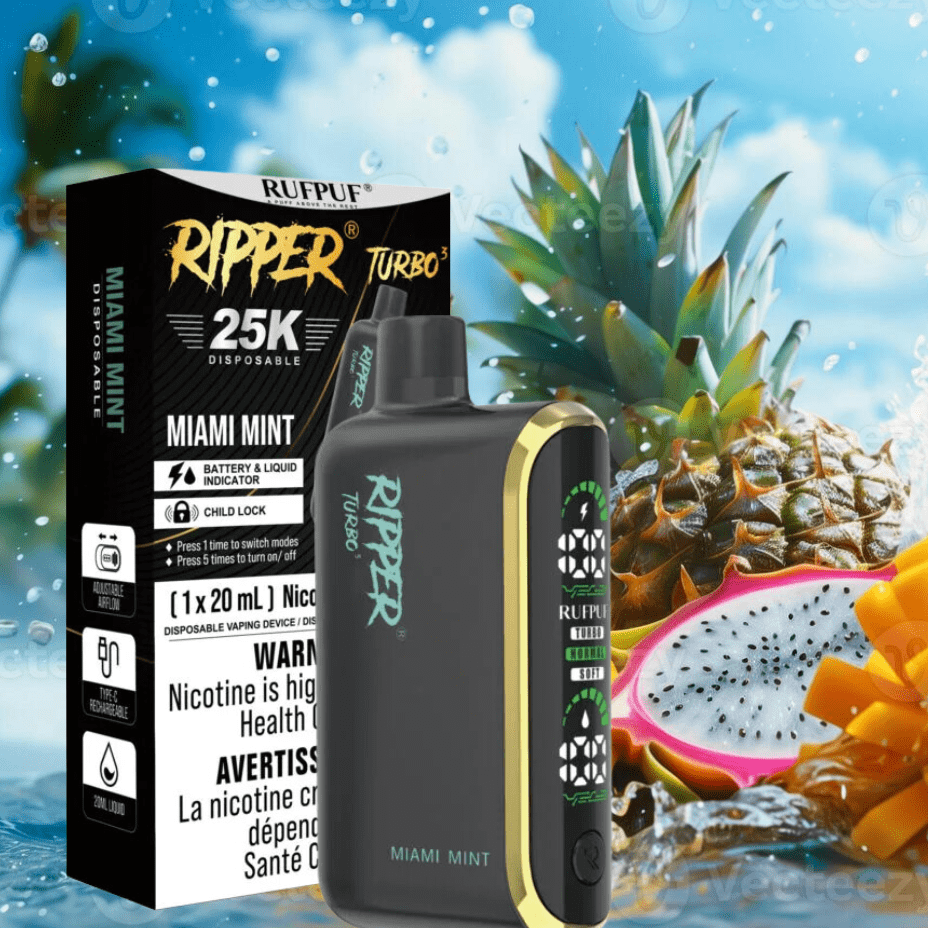 GCORE Disposables 25000 Puffs / 20mg Rufpuf Ripper T3 Disposable Vape-Miami Mint Rufpuf Ripper T3 Disposable Vape-Miami Mint- Regina, SK