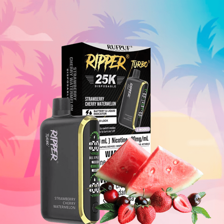 GCORE Disposables 25000 Puffs / 20mg Rufpuf Ripper T3 Disposable Vape-Strawberry Cherry Watermelon