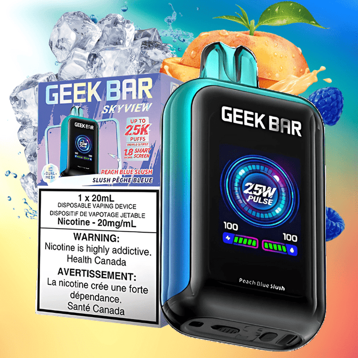 Geek Bar Disposable Vape 25000 Puffs / 20mg Geek Bar Skyview 25K Disposable Vape - Peach Blue Raspberry Slush Geek Bar Skyview 25K Disposable Vape - Peach Raspberry Slush