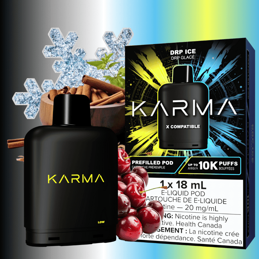 Karma Closed Pod Systems 18ml / 20mg Karma 10k Puff Pod-DRP Ice Karma 10k Puff Pod-DRP Ice - Yorkton Vape SuperStore