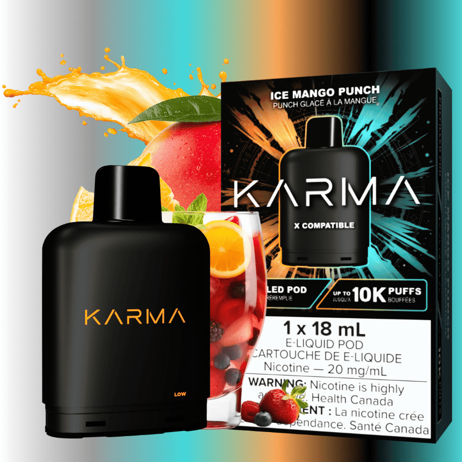 Karma Closed Pod Systems 18ml / 20mg Karma 10k Puff Pod-Ice Mango Punch Karma 10k Puff Pod-Ice Mango Punch - Yorkton Vape SuperStore