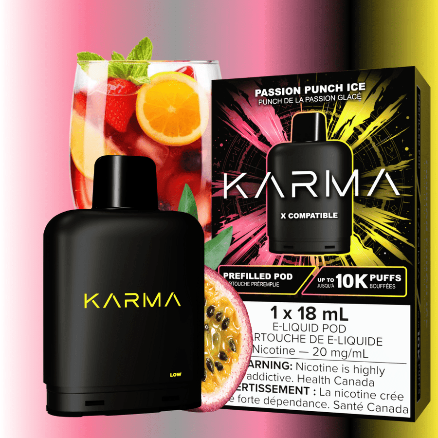 Karma Closed Pod Systems 18ml / 20mg Karma 10k Puff Pod-Passion Punch Ice Karma 10k Puff Pod-Passion Punch Ice - Yorkton Vape SuperStore