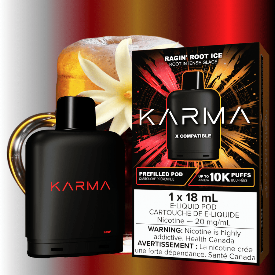 Karma Closed Pod Systems 18ml / 20mg Karma 10k Puff Pod-Ragin Root Ice Karma 10k Puff Pod-Ragin Root Ice - VapeXcape Regina