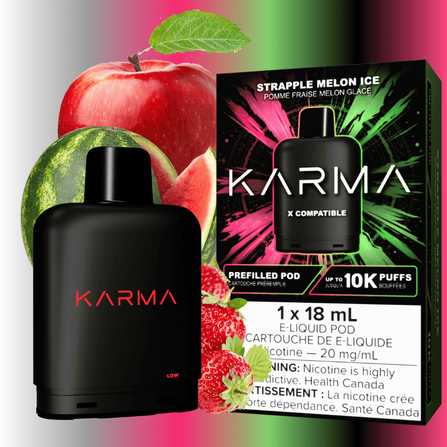 Karma Closed Pod Systems 18ml / 20mg Karma 10k Puff Pod-Strapple Melon Ice Karma 10k Puff Pod-Strapple Melon Ice - Yorkton Vape SuperStore