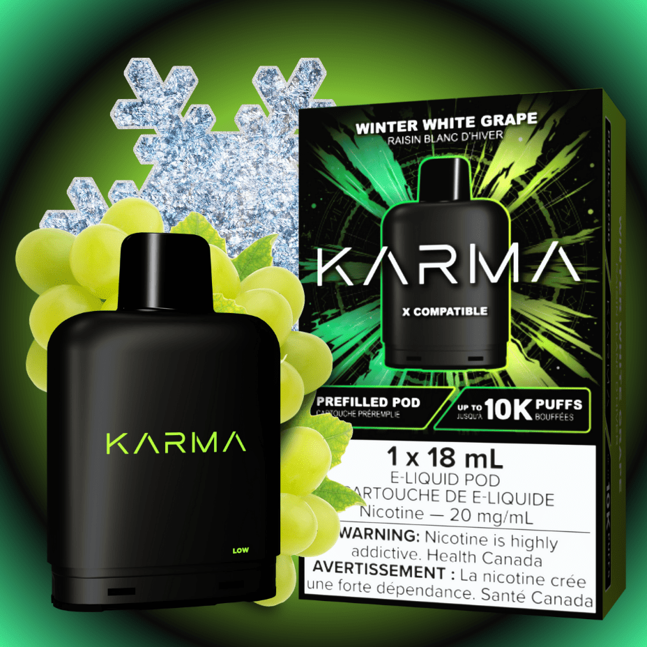 Karma Closed Pod Systems 18ml / 20mg Karma 10k Puff Pod-Winter White Grape Karma 10k Puff Pod-Winter White Grape - Yorkton Vape SuperStore