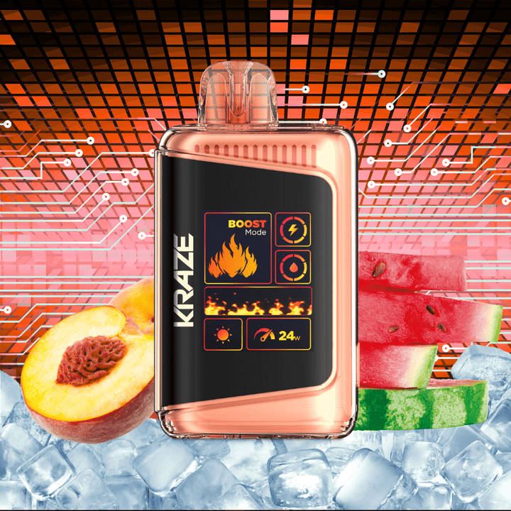 Kraze HD 20k Disposables Disposables 20000 Puffs / 20mg Kraze HD Mega 20k Disposable Vape - Peach Watermelon Ice Kraze HD Mega 20k Disposable Vape - Peach Watermelon Ice Yorkton, CA