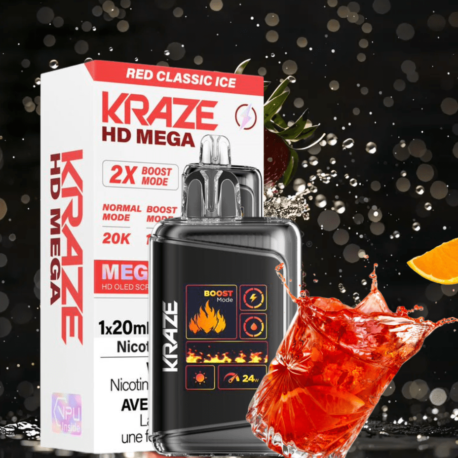 Kraze HD 20k Disposables Disposables 20000 Puffs / 20mg Kraze HD Mega 20k Disposable Vape - Red Ice Kraze HD Mega 20k Disposable Vape - Red Ice - Yorkton Sask