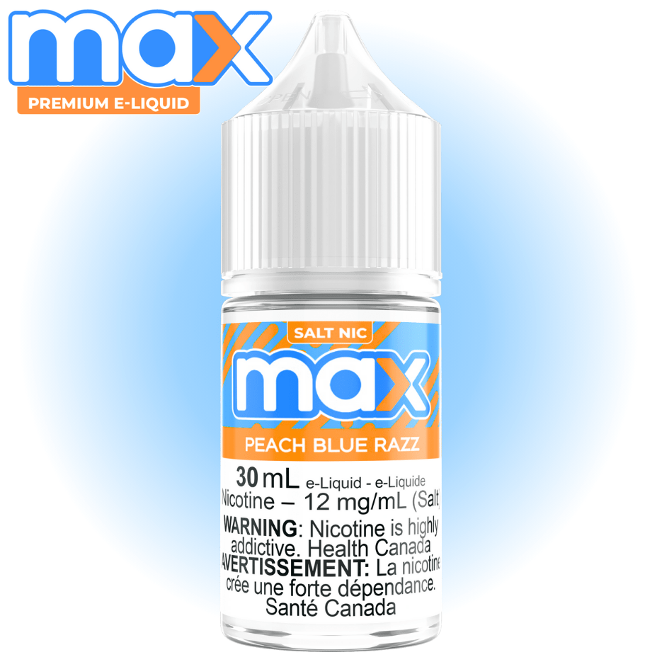 Max E-Liquid Salt Nic E-Liquid 30ml / 12mg Max E-Liquid - Peach Blue Razz Salt Max E-Liquid Peach Blue Razz Salt 30mL in Yorkton, SK