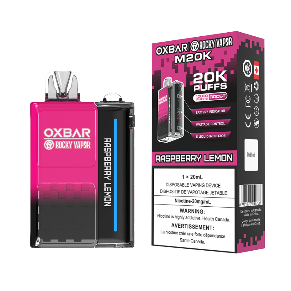 Rocky Vapor Disposables 20mg / 20000 Puffs OXBAR M20K Disposable Vape - Raspberry Lemon OXBAR M20K Disposable Vape - Raspberry Lemon in Saskatchewan Canada