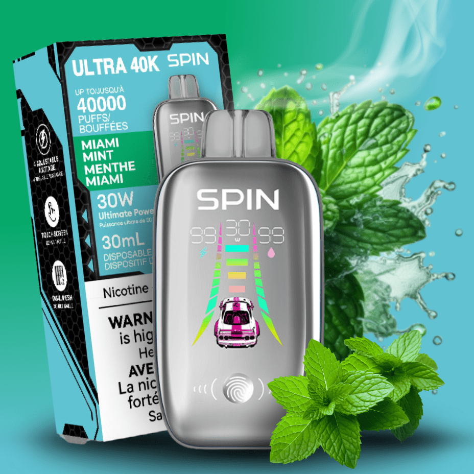 Spin Vape Disposable 40000 puffs / 20mg Spin Ultra 40k Disposable Vape - Miami Mint Spin Ultra 40k Disposable Vape - Miami Mint - Yorkton Canada