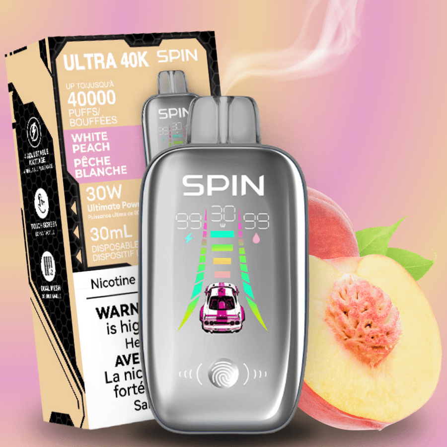 Spin Vape Disposable 40000 puffs / 20mg Spin Ultra 40k Disposable Vape - White Peach Spin Ultra 40k Disposable Vape - White Peach - in Yorkton Canada