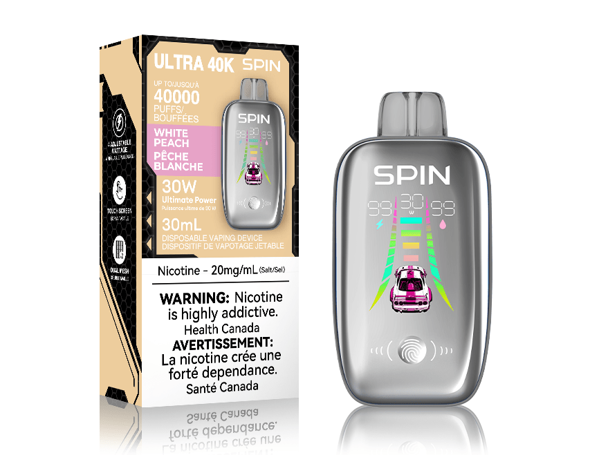 Spin Vape Disposable 40000 puffs / 20mg Spin Ultra 40k Disposable Vape - White Peach Spin Ultra 40k Disposable Vape - White Peach - in Yorkton Canada