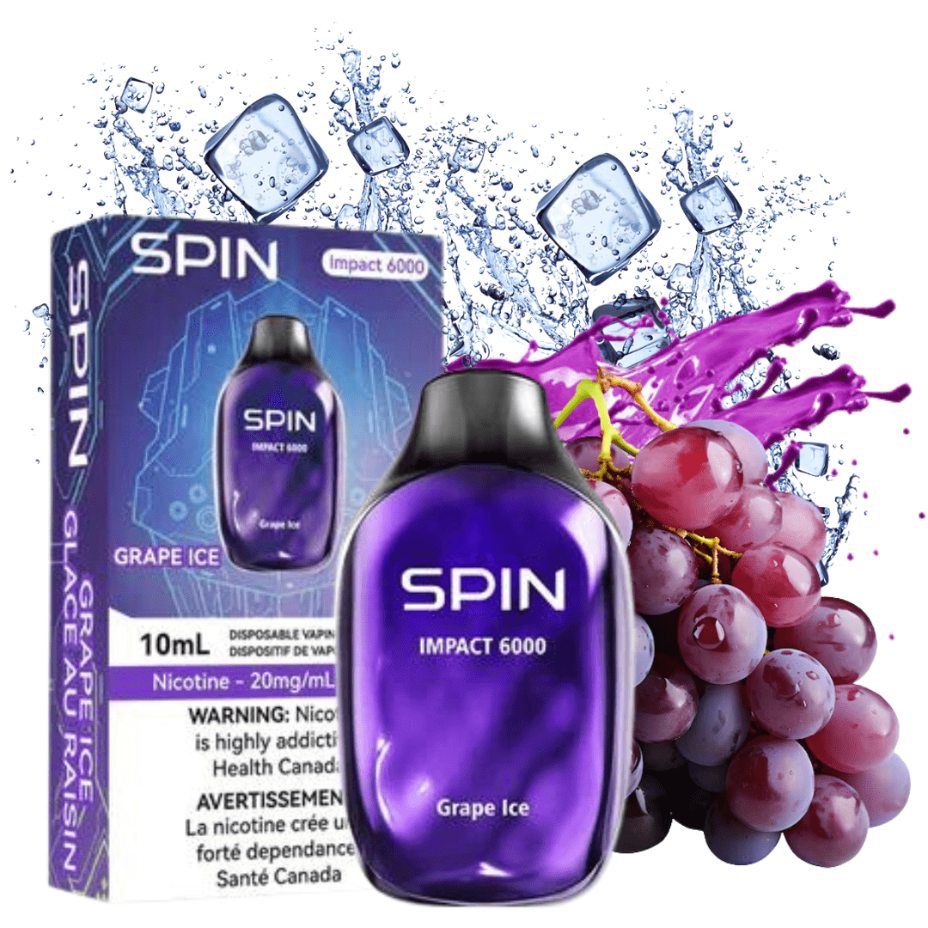 Spin Vape Disposables 20mg / 6000 Puffs SPIN Impact 6000 Disposable Vape-Grape Ice SPIN Impact 6000 Disposable Vape-Grape Ice-Yorkton Vape SuperStore SK