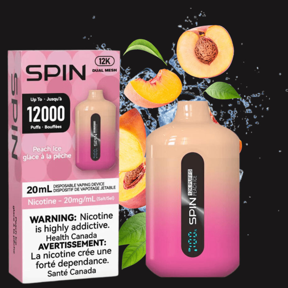 Spin Vape Disposables 20mg Spin Vape 12,000 Disposable Vape-Peach Ice Spin Vape 12,000 Disposable Vape-Peach Ice-Yorkton Vape SuperStore, SK