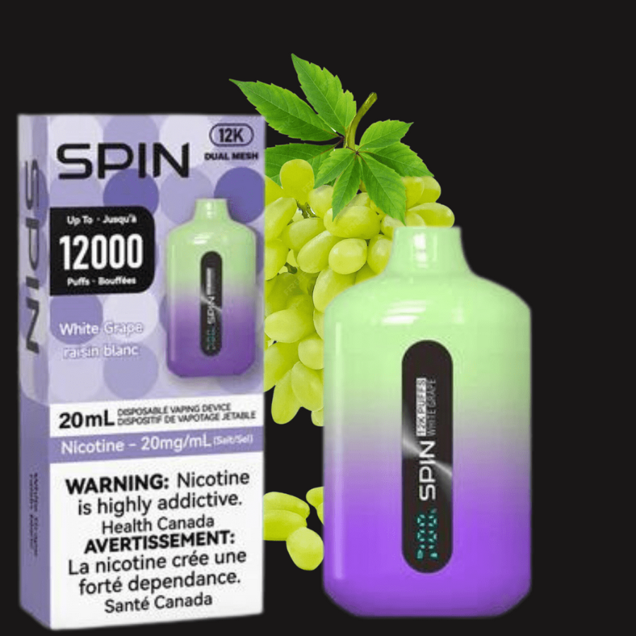 Spin Vape Disposables 20mg Spin Vape 12,000 Disposable Vape-White Grape Spin Vape 12,000 Disposable Vape-White Grape-Yorkton Vape SuperStore