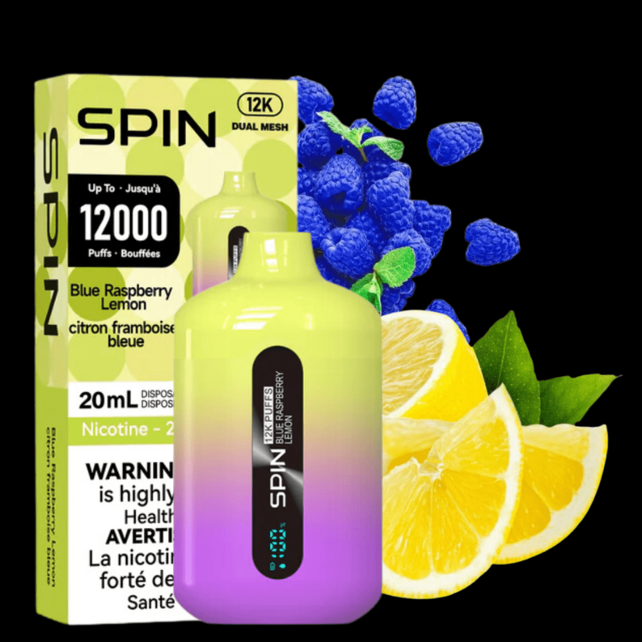 Spin Vape Disposables 20ml / 20mg Spin Vape 12,000 Disposable Vape-Blue Raspberry Lemon Spin Vape 12,000 Disposable Vape-Blue Raspberry Lemon-Yorkton Vape