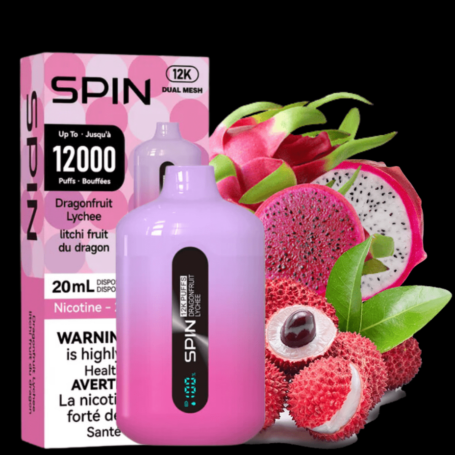 Spin Vape Disposables 20ml / 20mg Spin Vape 12,000 Disposable Vape-Dragonfruit Lychee Spin Vape 12,000 Disposable-Dragonfruit Lychee-Yorkton Vape Superstore