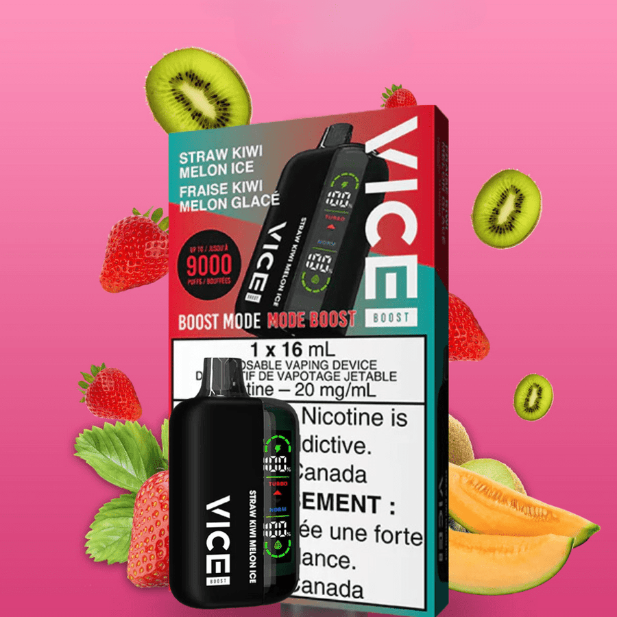 Vice Boost Disposables 9000 Puffs / 20mg Vice Boost Disposable Vape-Strawberry Kiwi Melon Ice Vice Boost Disposable Vape-Strawberry Kiwi Melon Ice