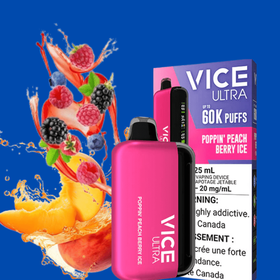 Vice Disposable Vape Vice Ultra 60K Disposable Vape - Poppin' Peach Berry Ice Vice Ultra 60K Disposable Vape-Poppin' Peach Berry Ice -Yorkton