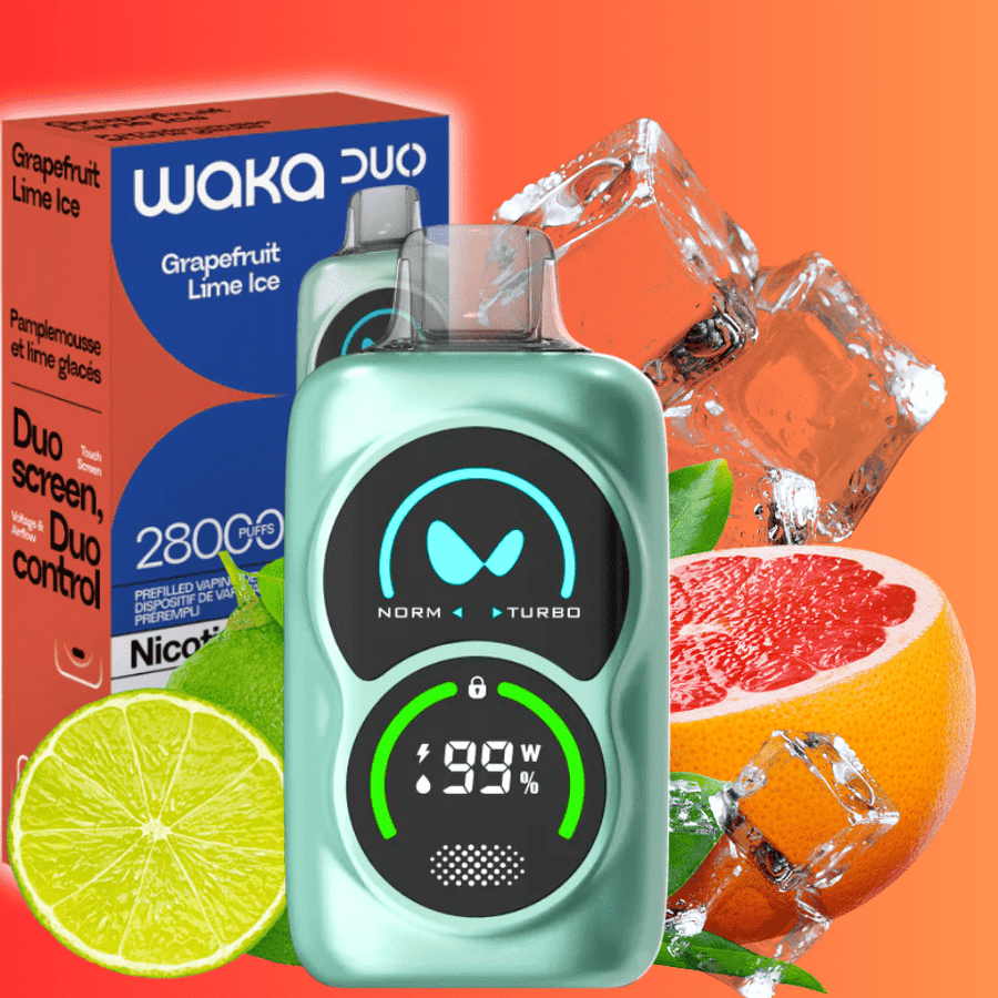 WAKA Disposables 25000 Puffs / 20mg WAKA Duo 28000 Disposable Vape - Grapefruit Lime Ice WAKA Duo 28000 Disposable Vape - Grapefruit Lime Ice Canada