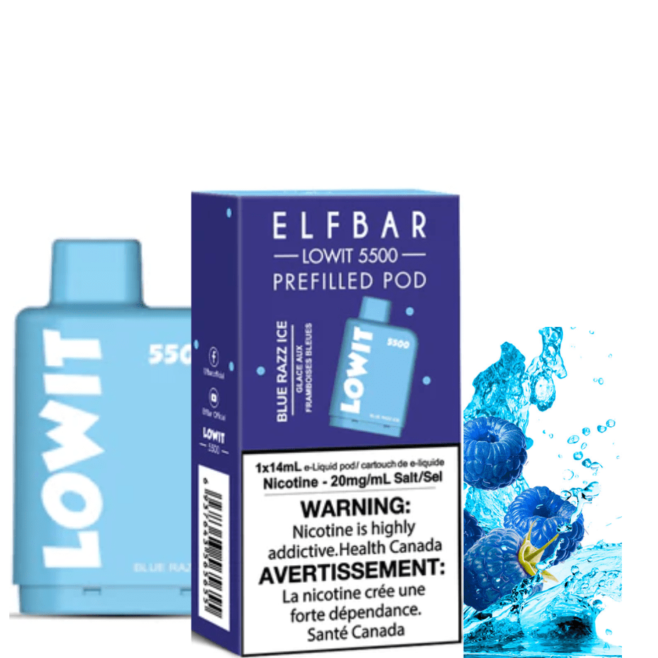 ElfBar Closed Pod Systems 5000 Puffs / 20mg Elf Bar Lowit 5500 Puff Pod-Blue Razz Ice Elf Bar Lowit 5500 Puff Pod-Blue Razz Ice-Yorkton Vape Superstore