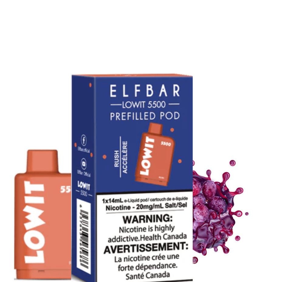 ElfBar Closed Pod Systems 5500 Puff / 20mg Elfbar Lowit 5500 Puff Pod-Rush Elfbar Lowit 5500 Puff Pod-Rush-Yorkton Vape Superstore 