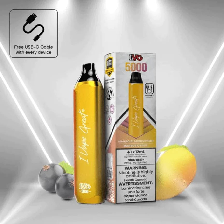 I Vape Great Disposables 5000 Puffs / 20mg IVG 5000 Disposable Vape Mango Blackcurrant IVG 5000 Disposable Vape Mango Blackcurrant-Yorkton Vape Superstore